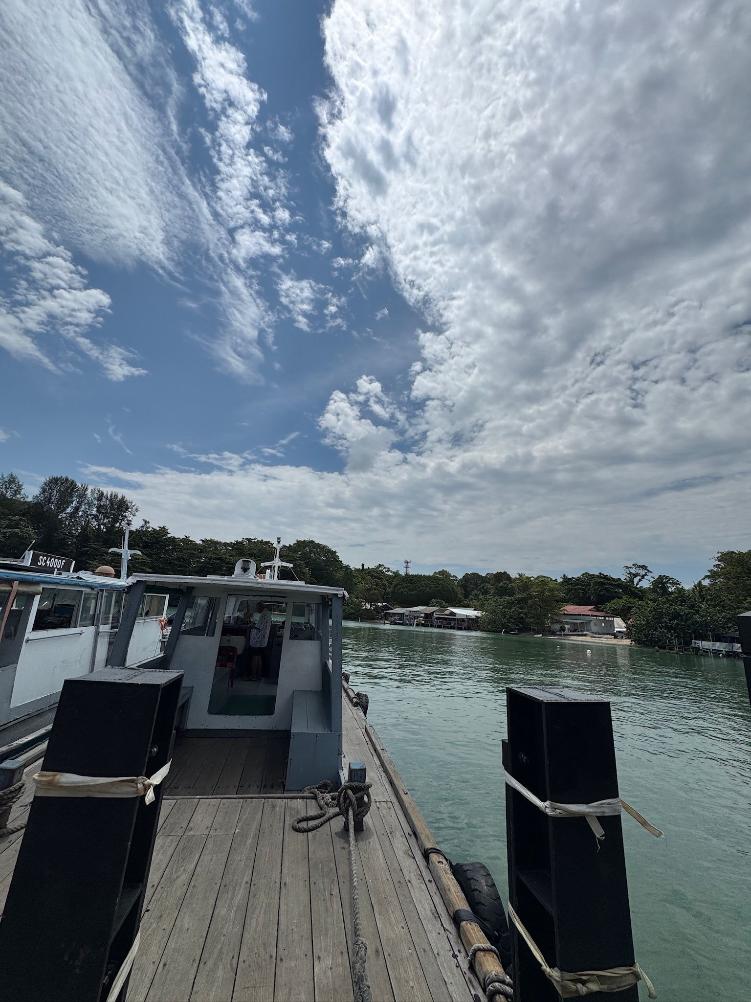 Aerial view of Pulau Ubin — tropical island off the northeast coast of Singapore
